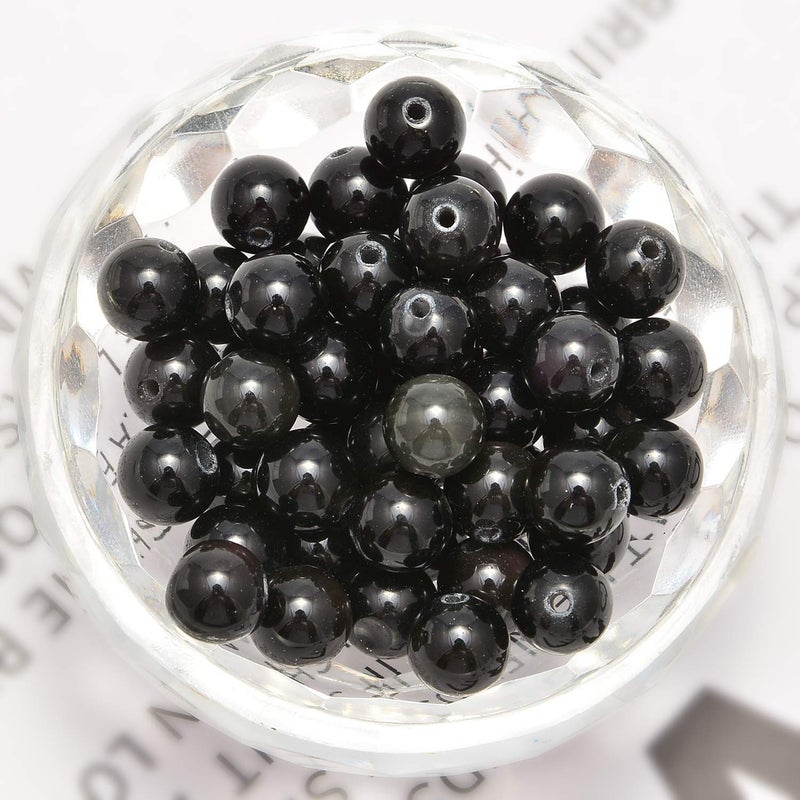 NCB 100pcs Original Natural Stone Beads Gemstone Round Loose Beads 6mm 8mm 10mm (Black Obsidian, 10mm 100Beads) - Image 2